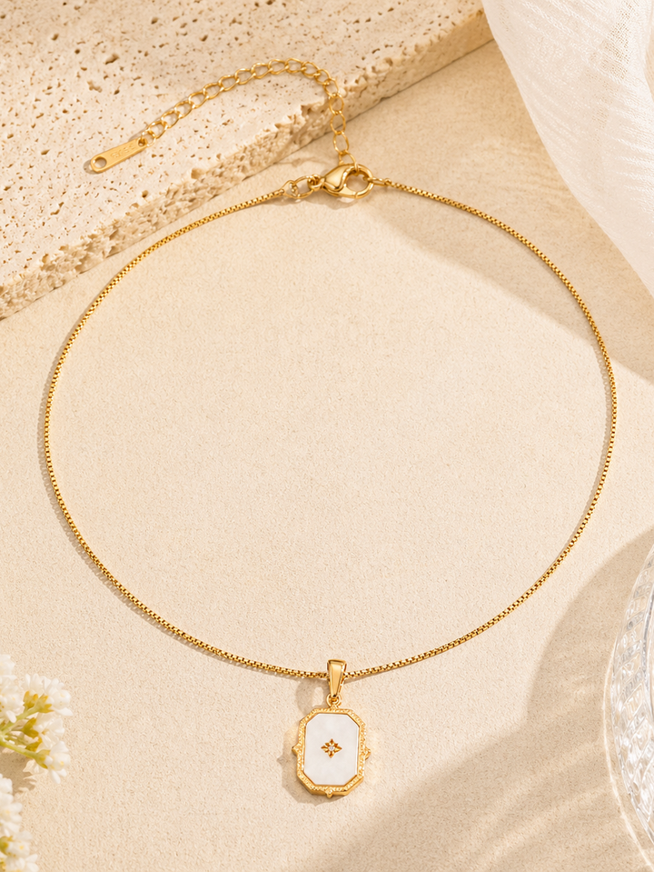 Dainty Rectangle Pendant Necklace