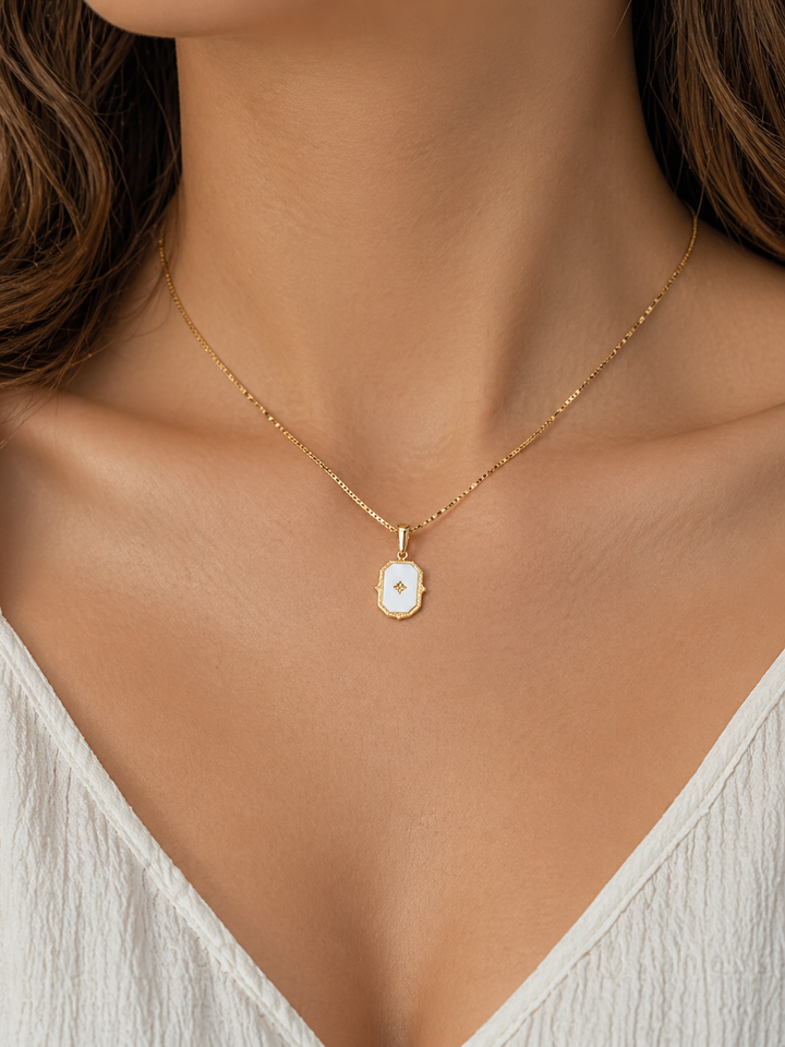 Dainty Rectangle Pendant Necklace