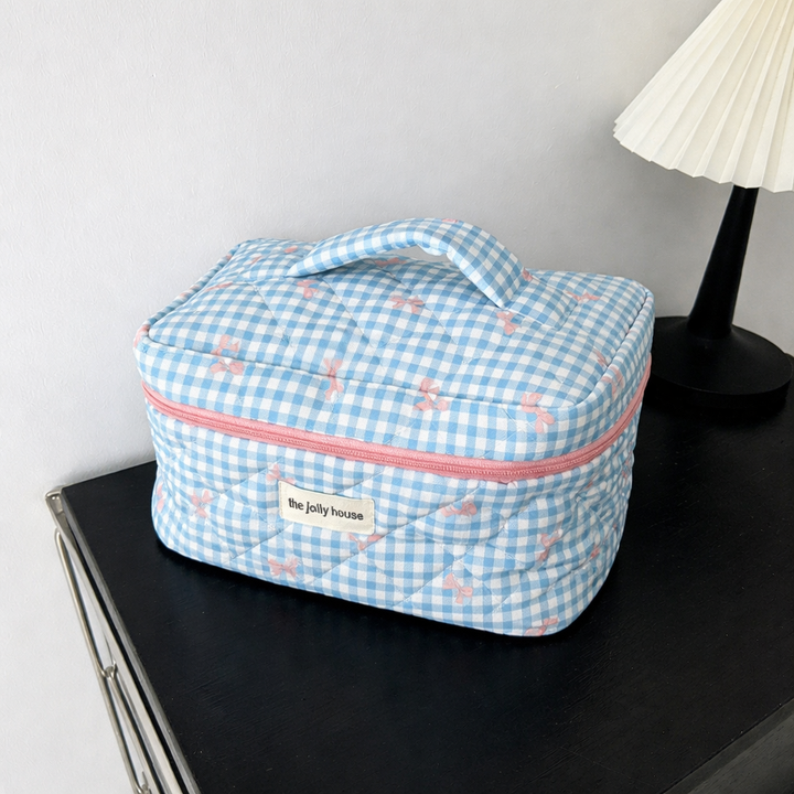 Checkers & Bows Travel Cosmetic Bag