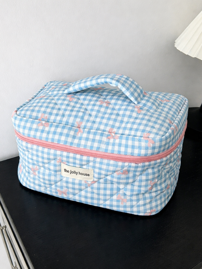 Checkers & Bows Travel Cosmetic Bag