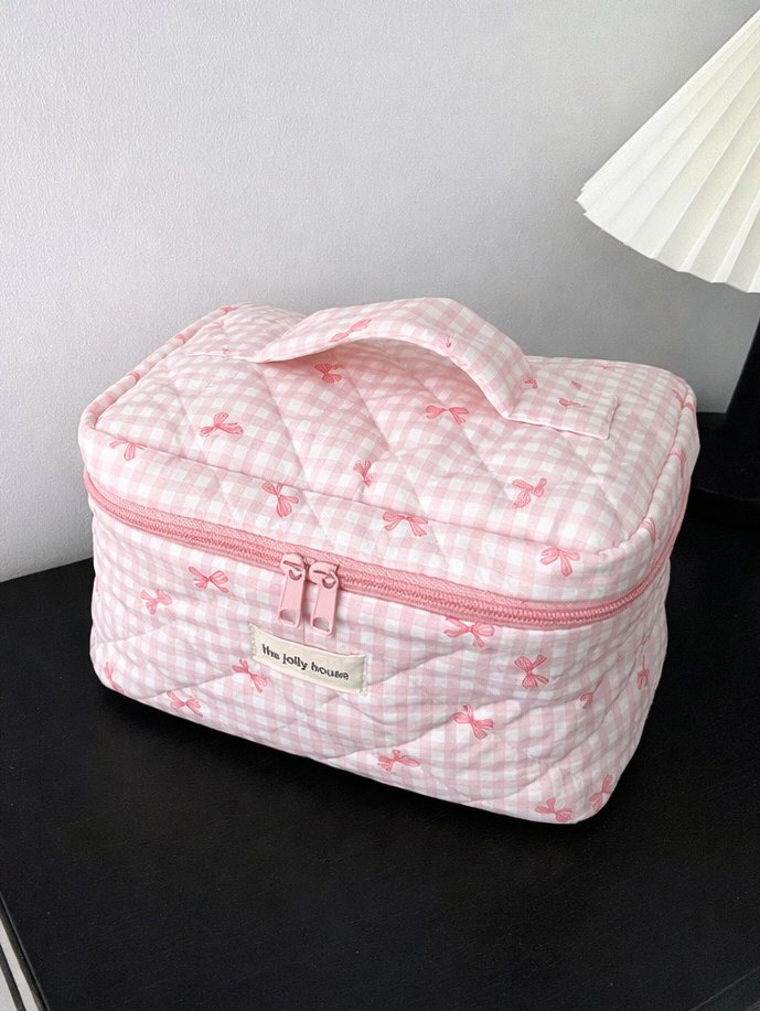 Checkers & Bows Travel Cosmetic Bag