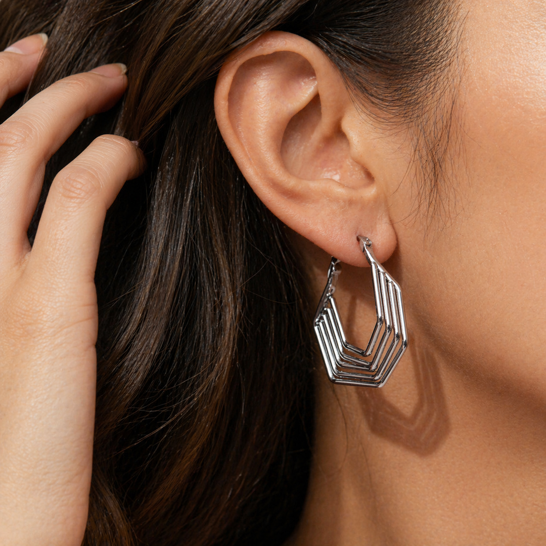Layered Geometric Hoop Earrings