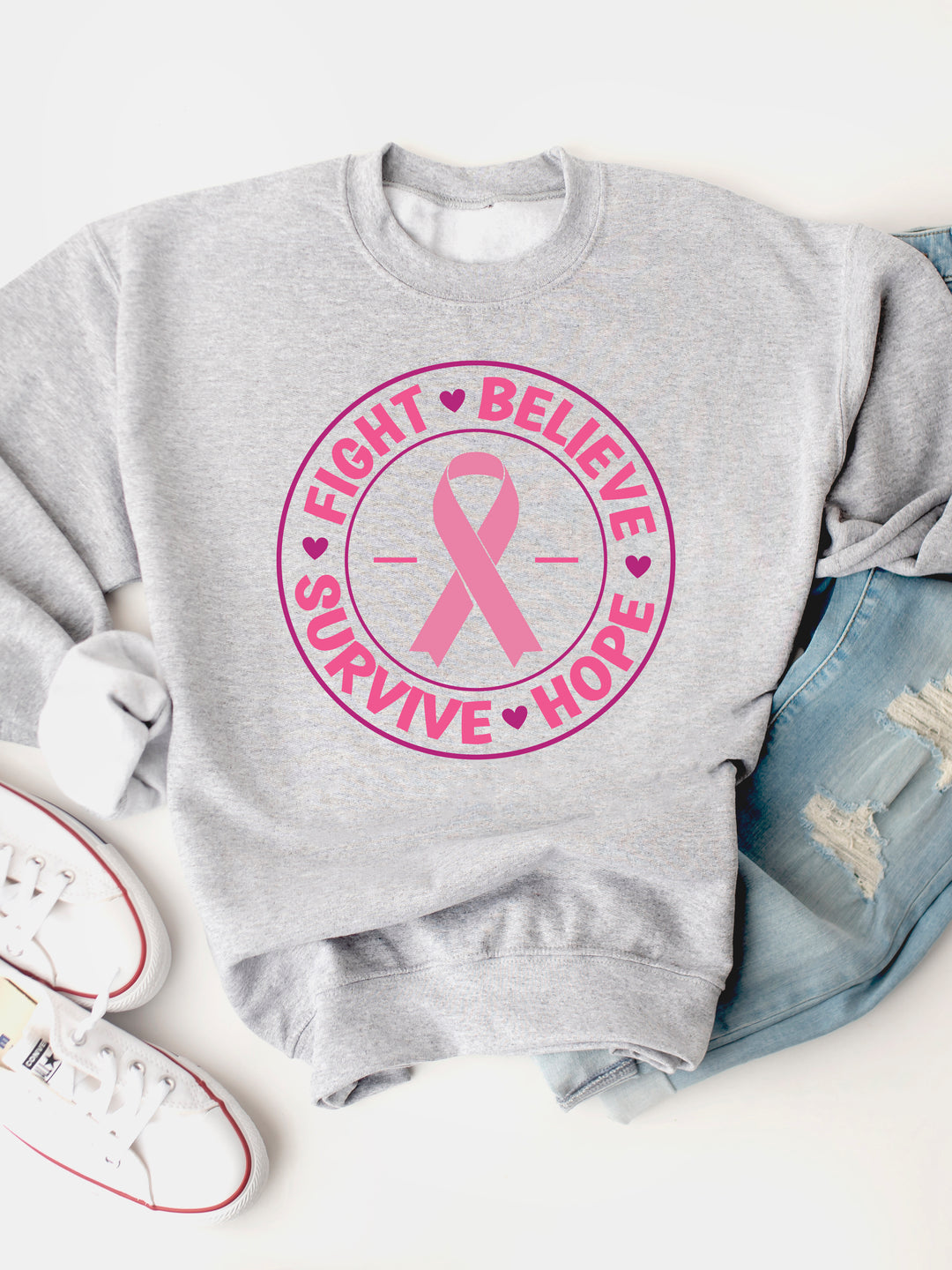 Fight Believe Survive Hope Graphic Sweatshirt