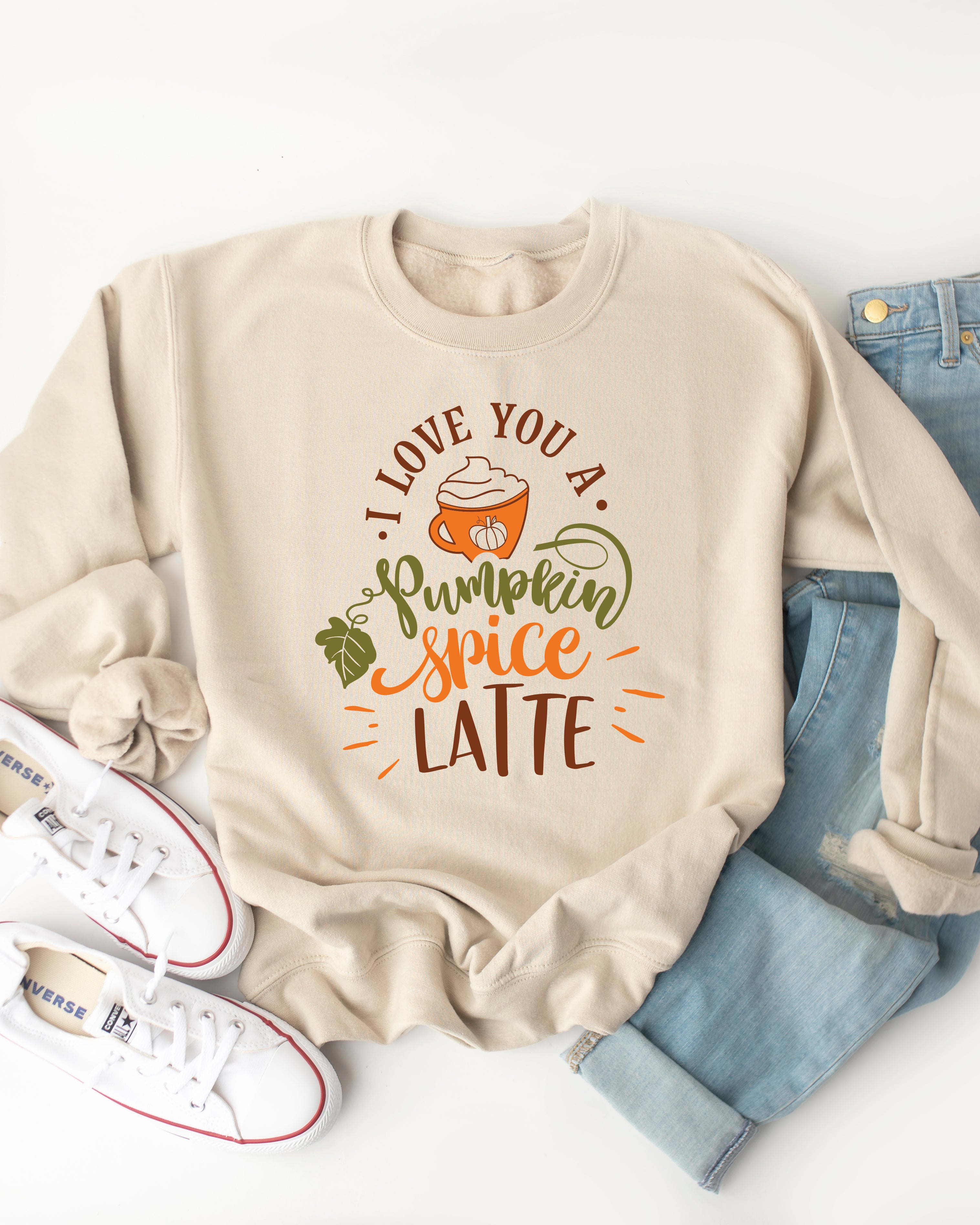 I Love You a Pumpkin Spice Latte Graphic Sweatshirt Tickled Teal LLC