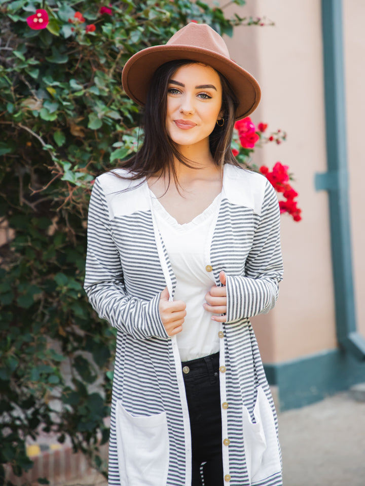 Striped Slouch Pocket Cardigan