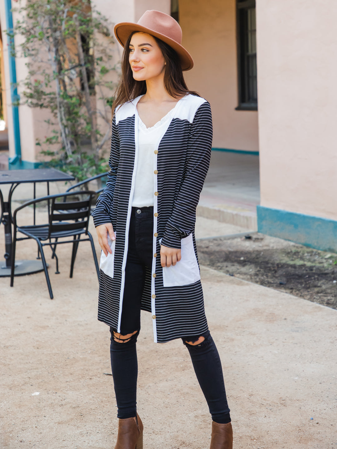 Striped Slouch Pocket Cardigan