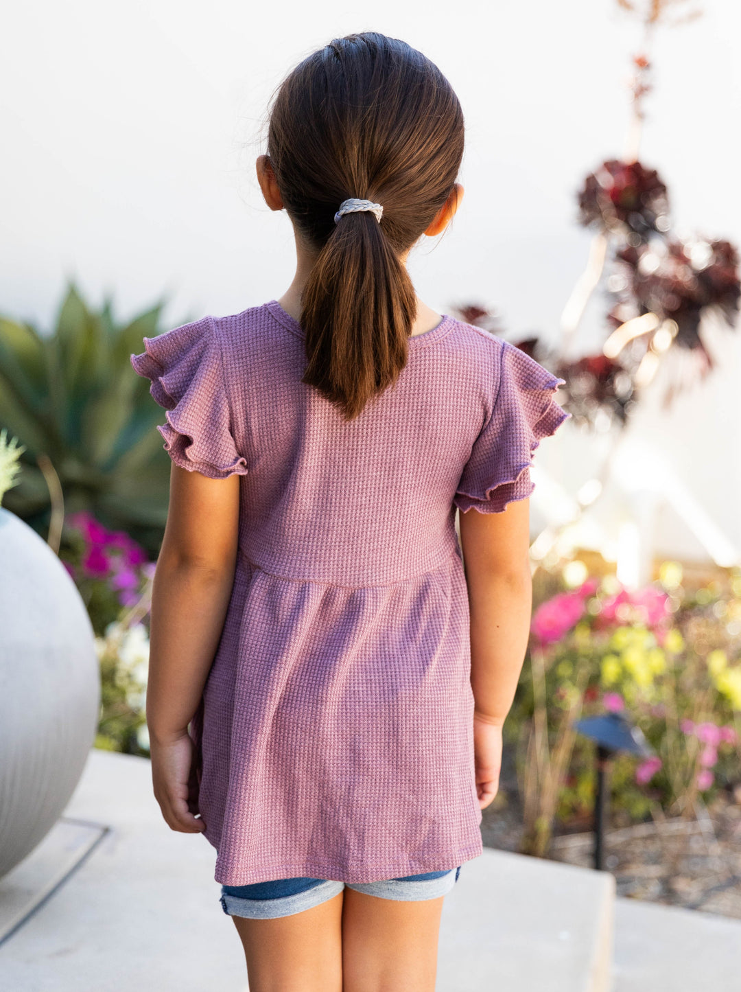 Little Girls Flutter Sleeve Peplum Top