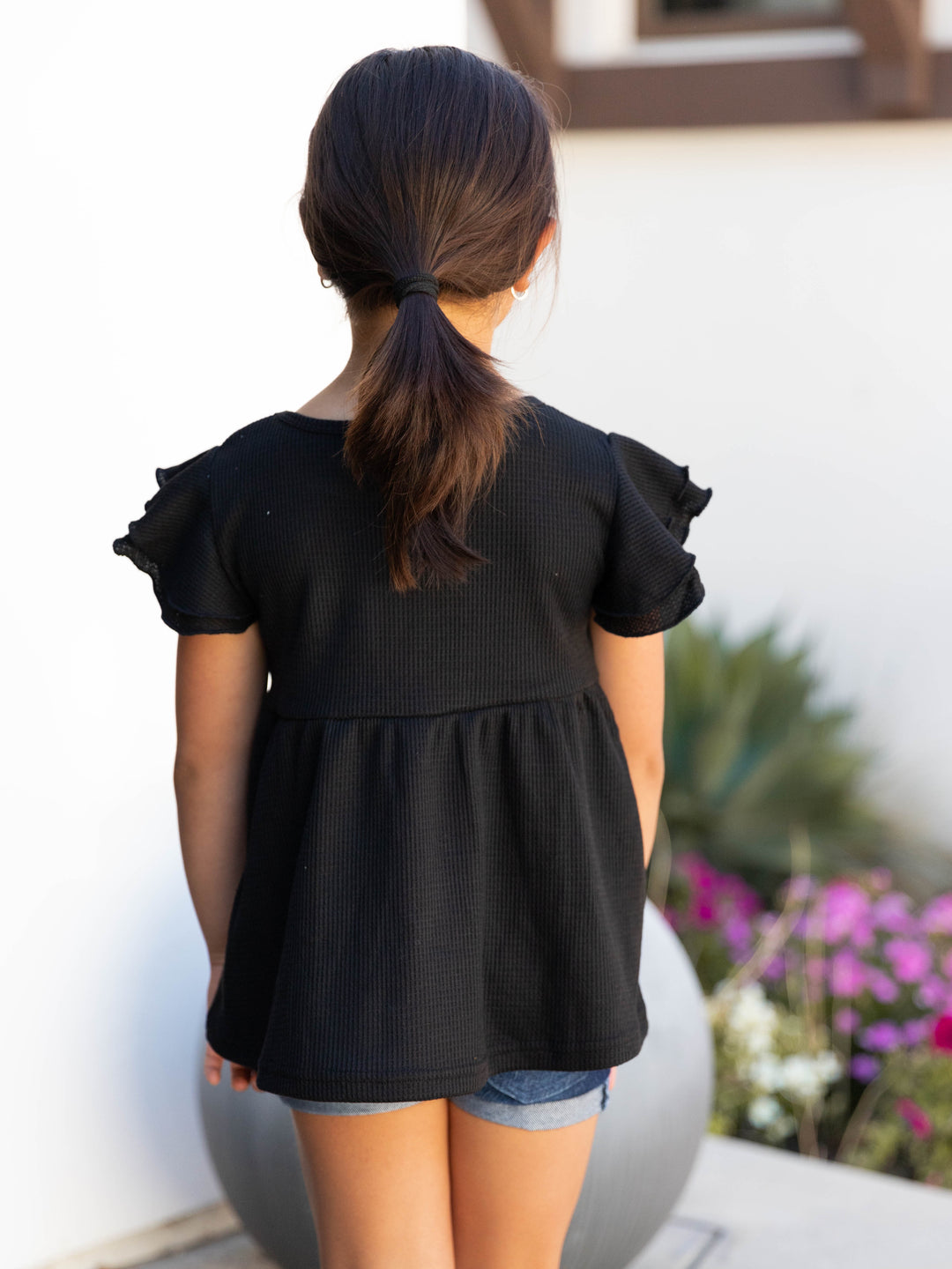 Little Girls Flutter Sleeve Peplum Top