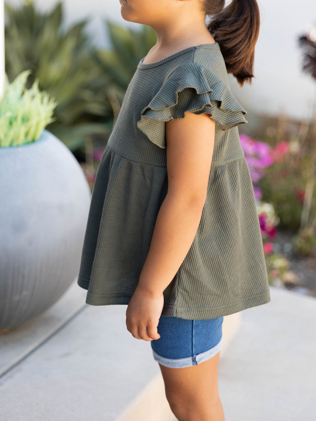 Little Girls Flutter Sleeve Peplum Top