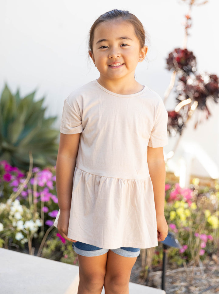 Little Girls Solid Peplum Top