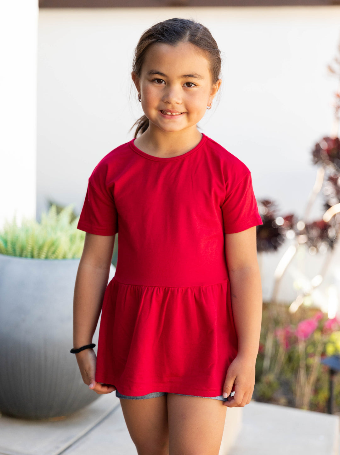 Little Girls Solid Peplum Top