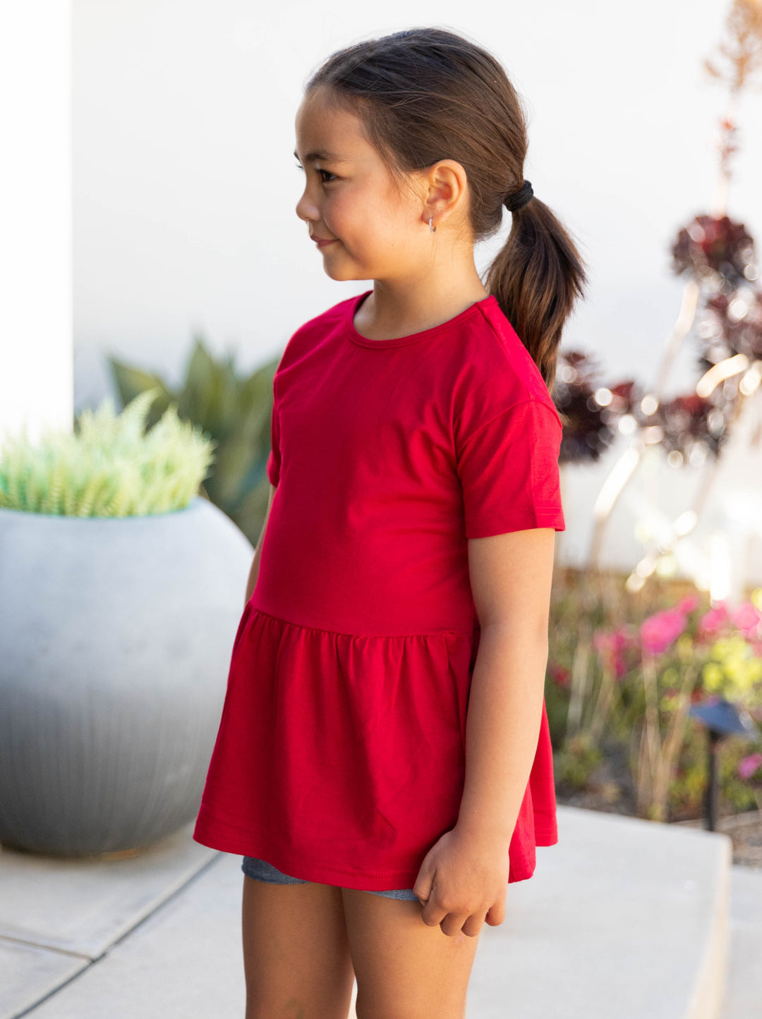 Little Girls Solid Peplum Top