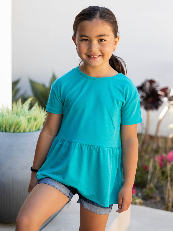 Little Girls Solid Peplum Top