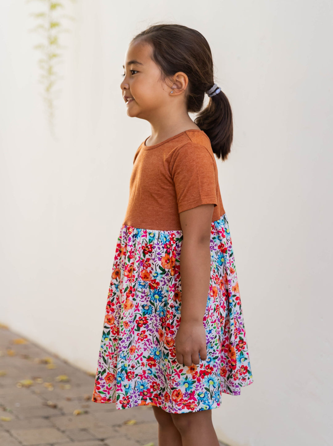 Criss Cross Back Floral Little Girl Dress