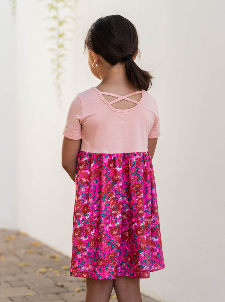 Criss Cross Back Floral Little Girl Dress