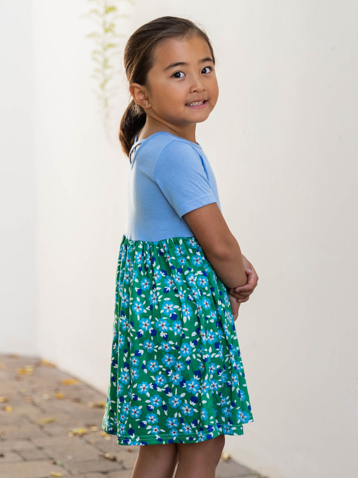 Criss Cross Back Floral Little Girl Dress