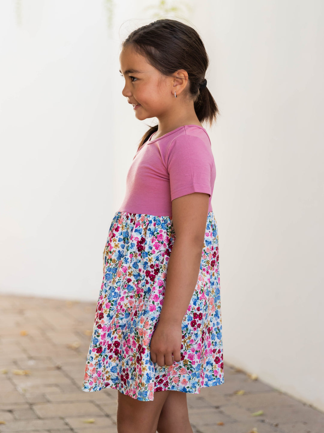 Criss Cross Back Floral Little Girl Dress