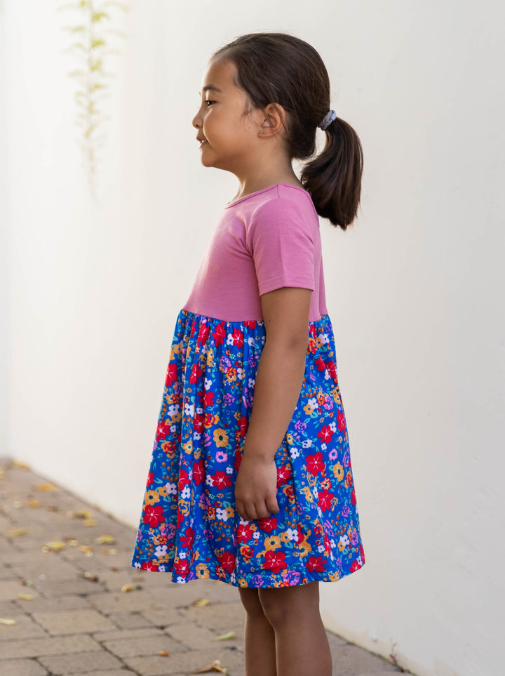 Criss Cross Back Floral Little Girl Dress