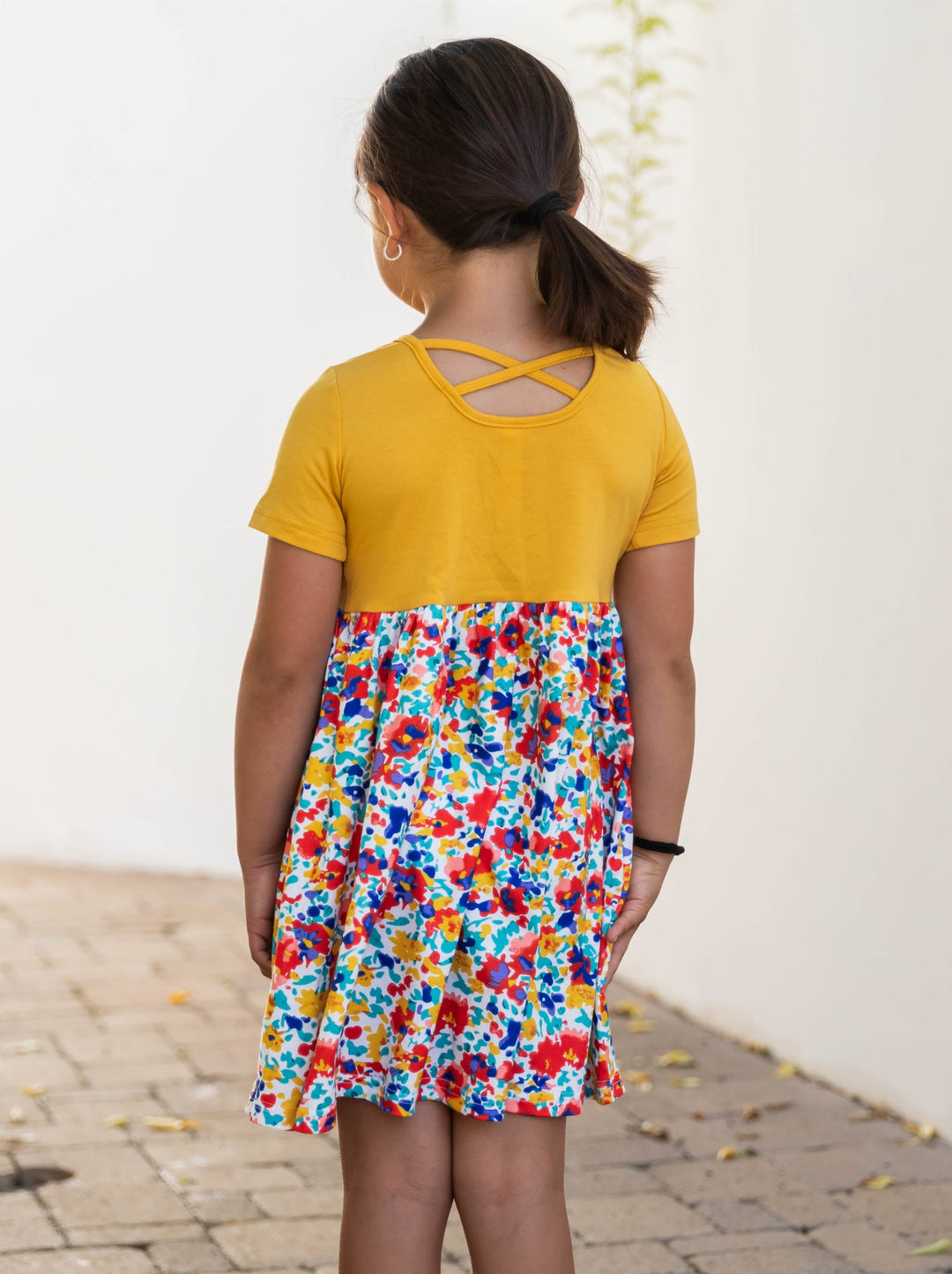 Criss Cross Back Floral Little Girl Dress