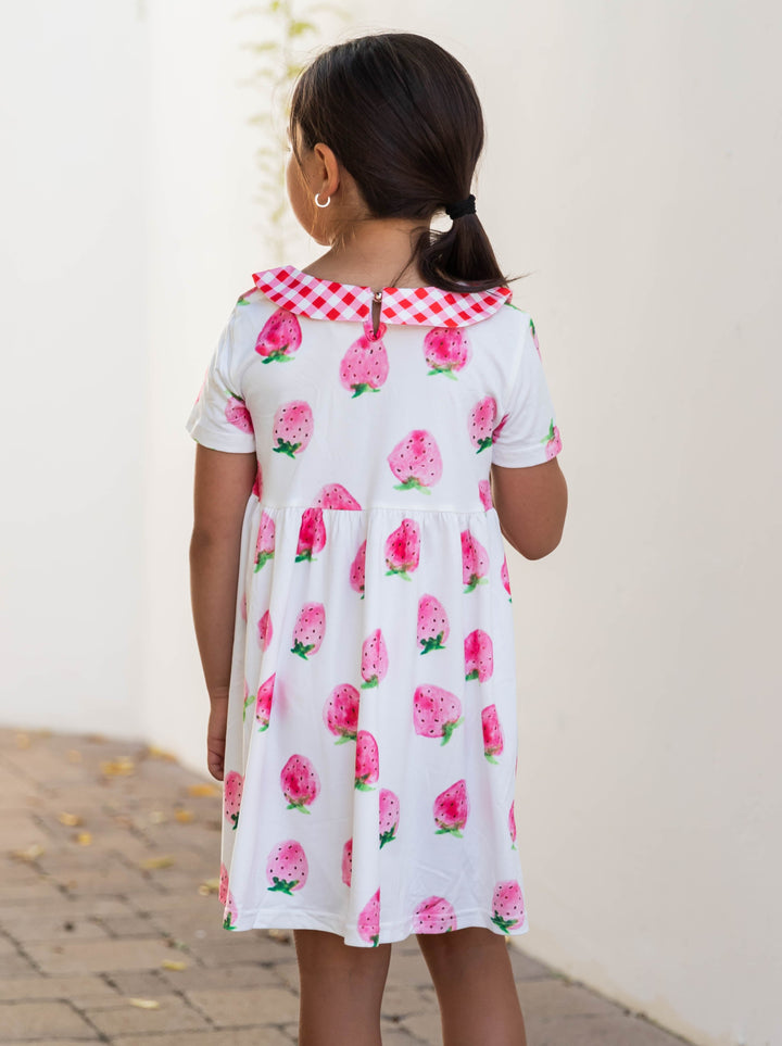 Gingham Contrast Detail Little Girl Dress