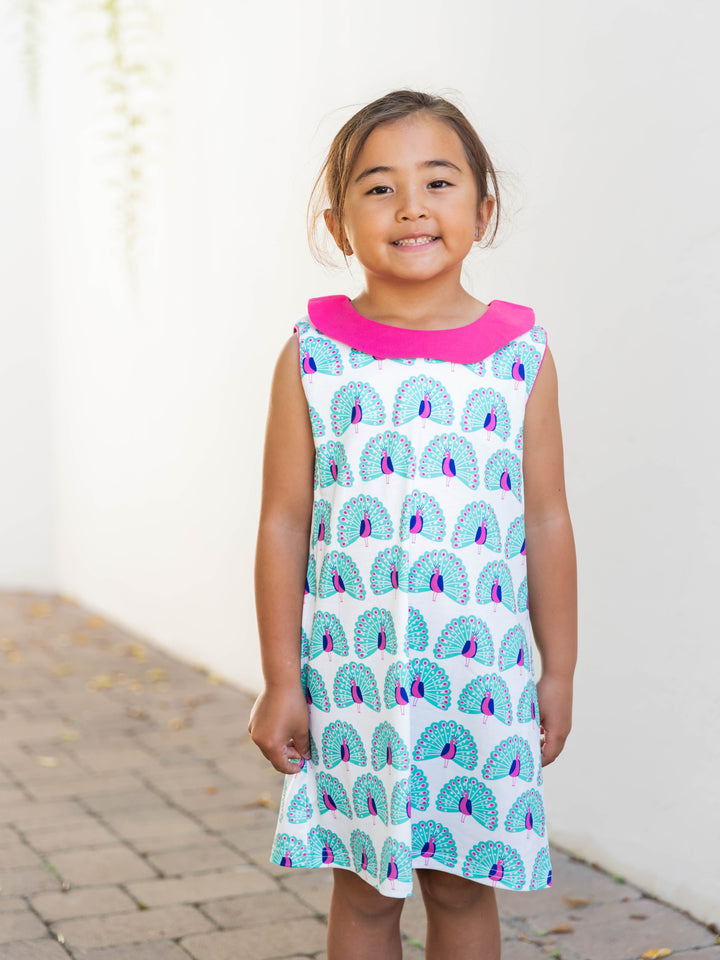 Contrast Collar Little Girl Dress