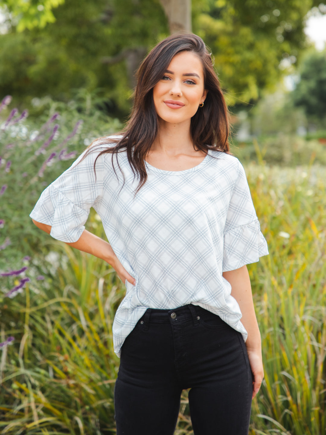 Bold Floral Flare Sleeve Top