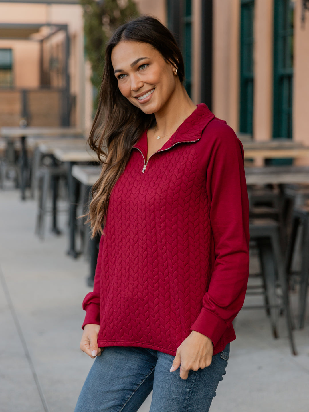 Quarter Zip Pattern Quilted Pullover