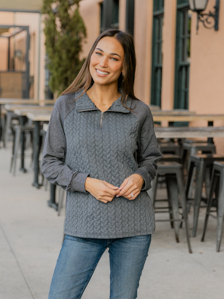 Quarter Zip Pattern Quilted Pullover