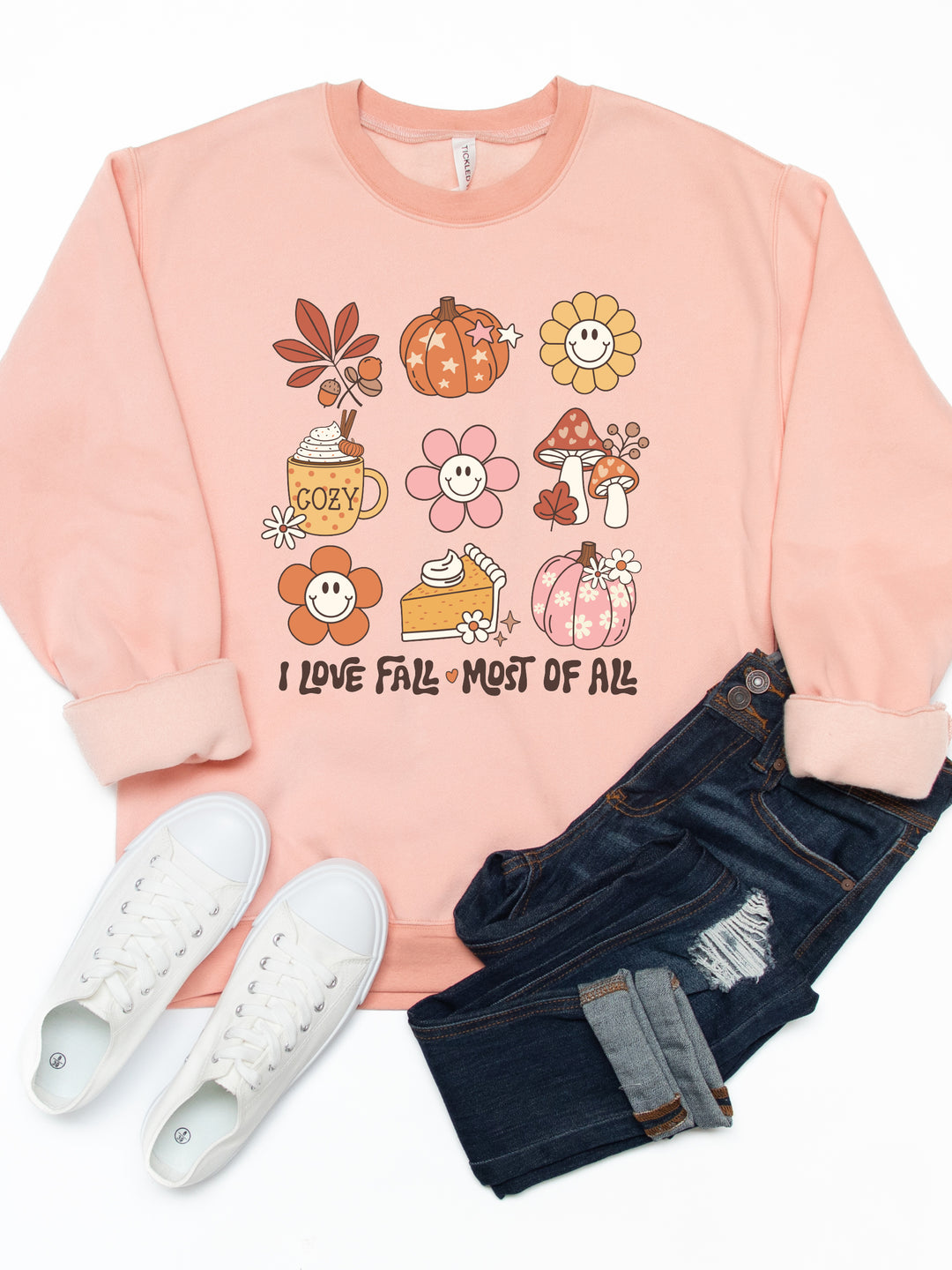 Love Fall Most Of All Fall Icons Graphic Sweatshirt