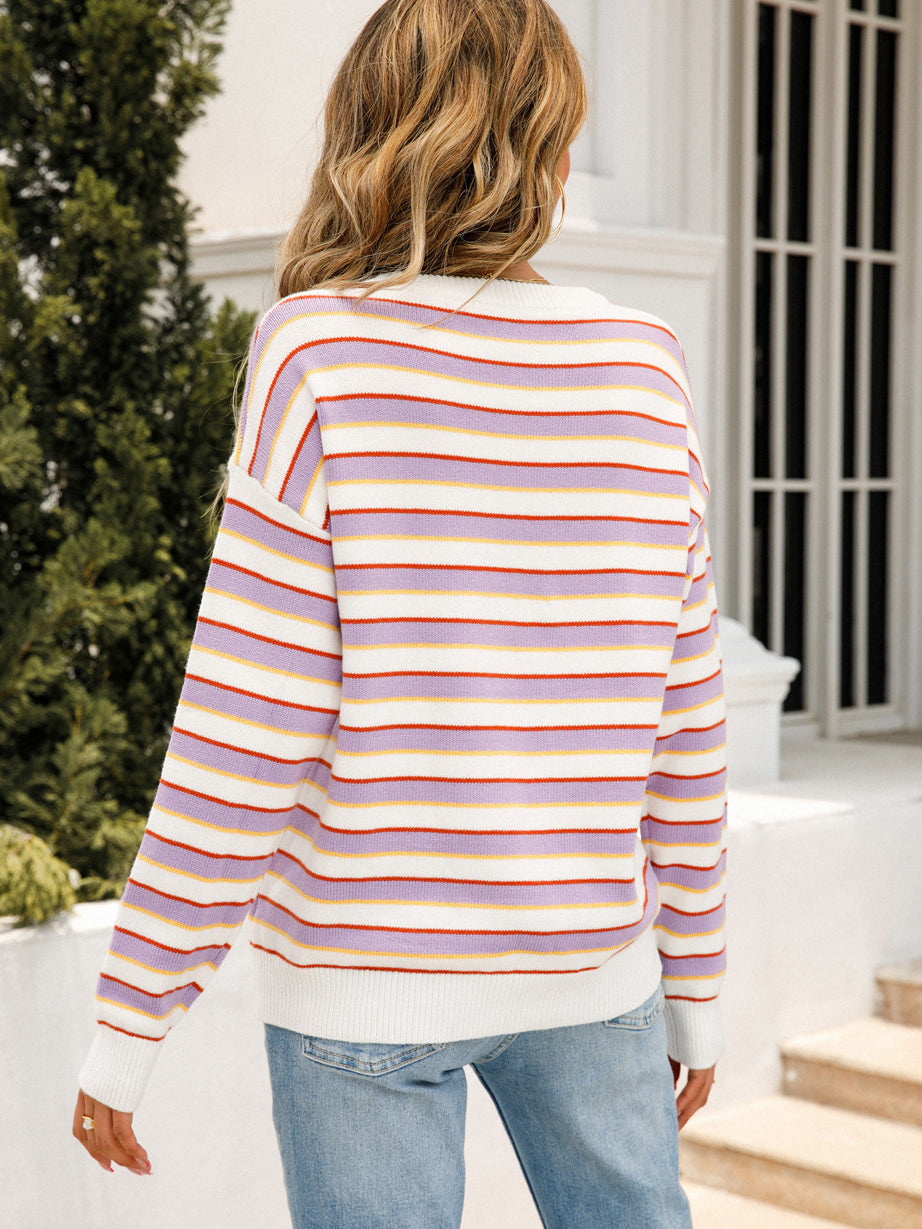 Multi Stripe Crew Neck Sweater
