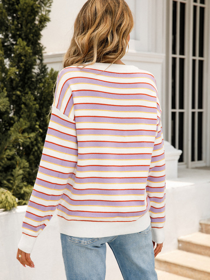 Multi Stripe Crew Neck Sweater