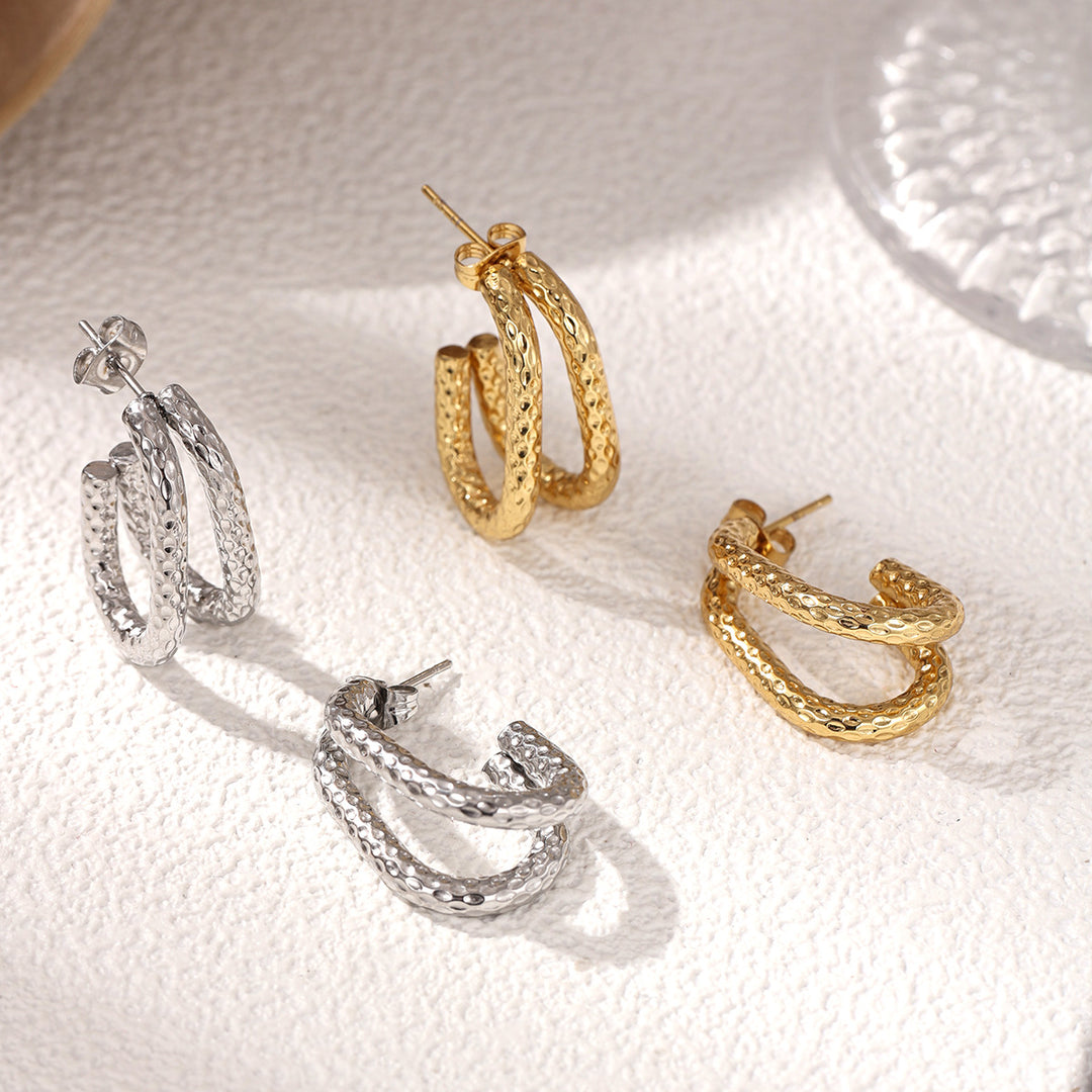 Textured Double Hoop Earrings