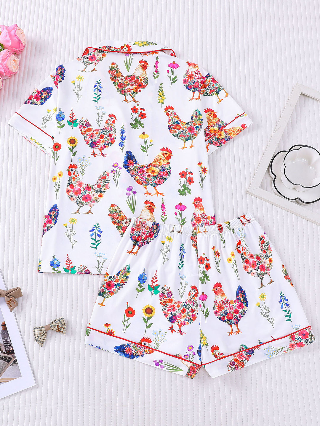 Garden Floral Chicken Pajama Set