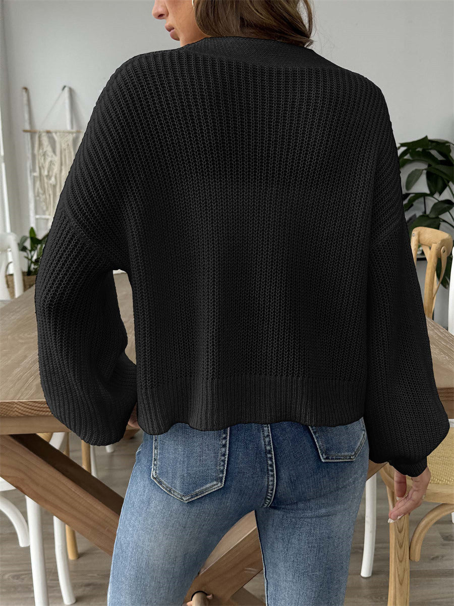 Knit Button Down Vneck Sweater