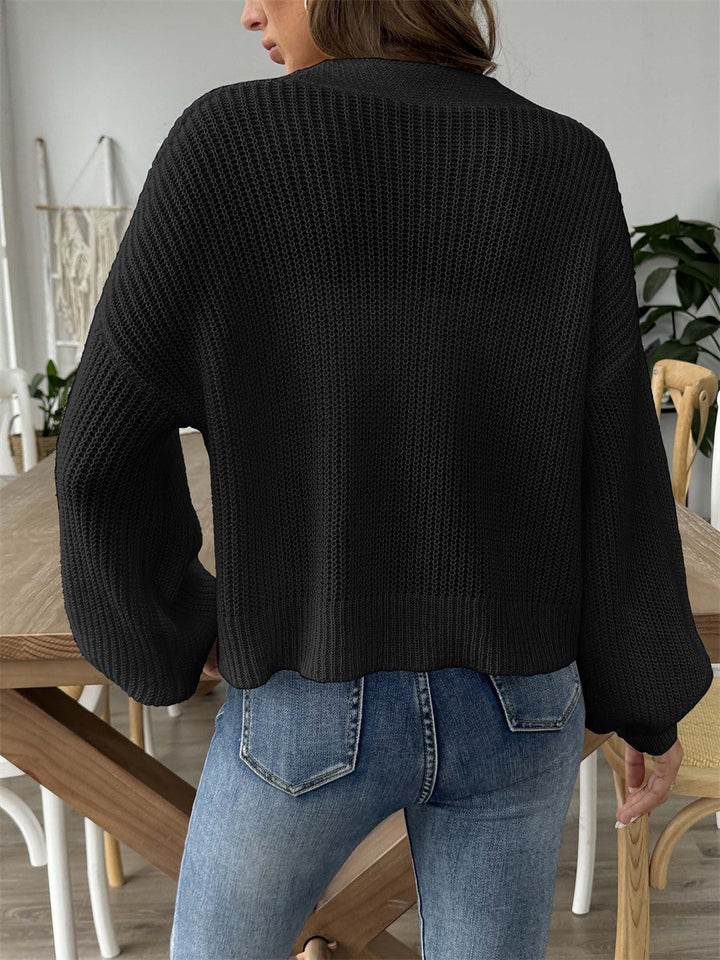 Knit Button Down Vneck Sweater