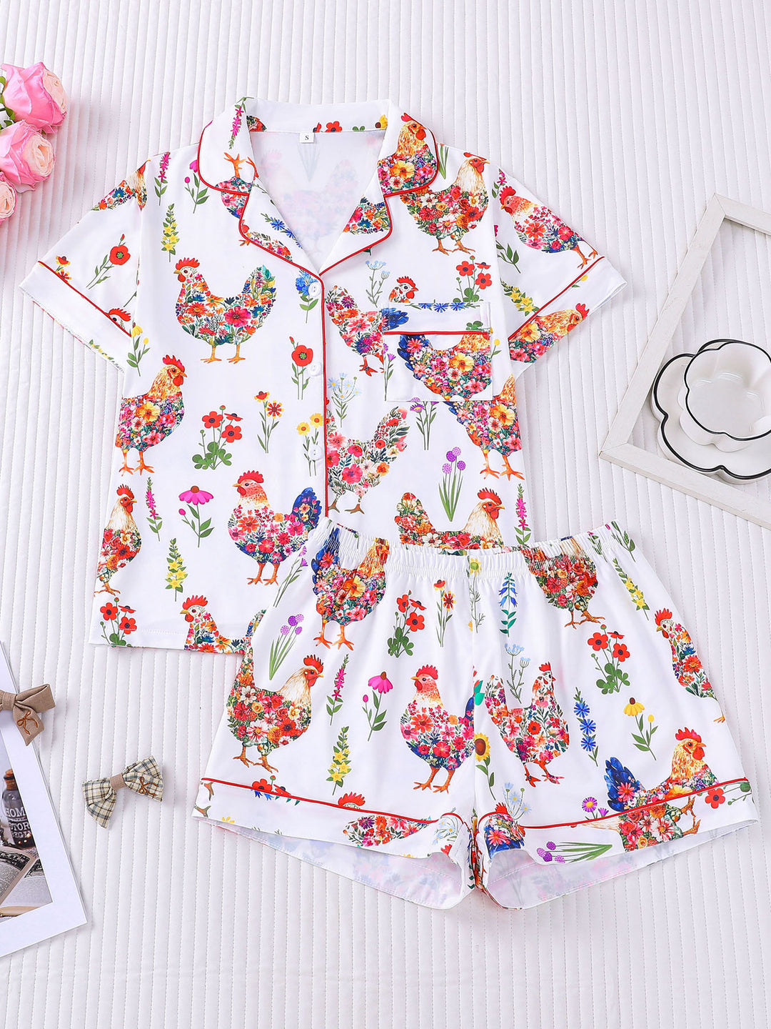 Garden Floral Chicken Pajama Set