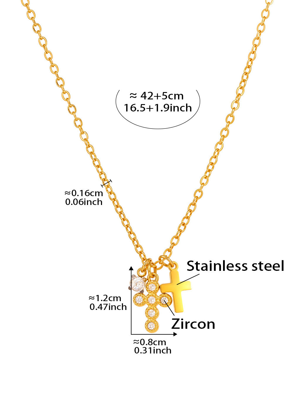 Double Cross Charm Necklace