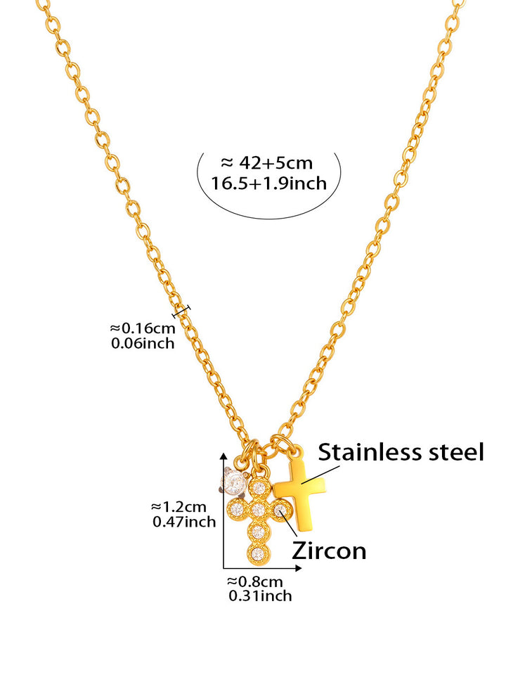 Double Cross Charm Necklace