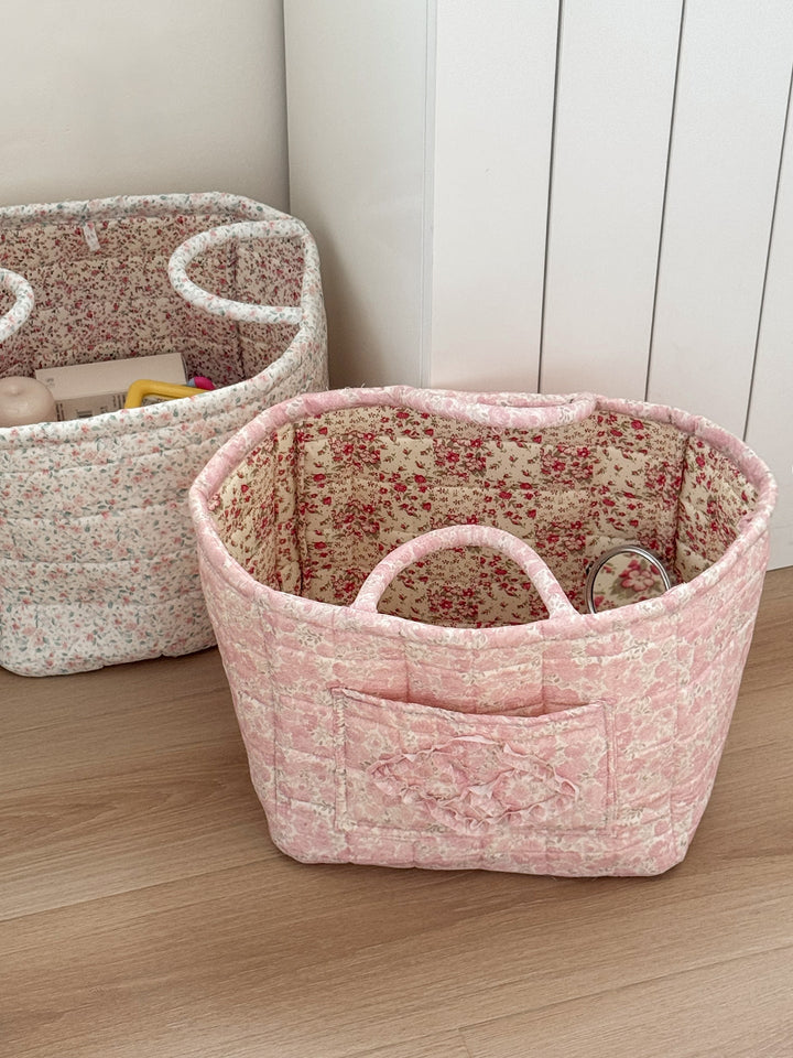 Quilted Floral Storage Tote