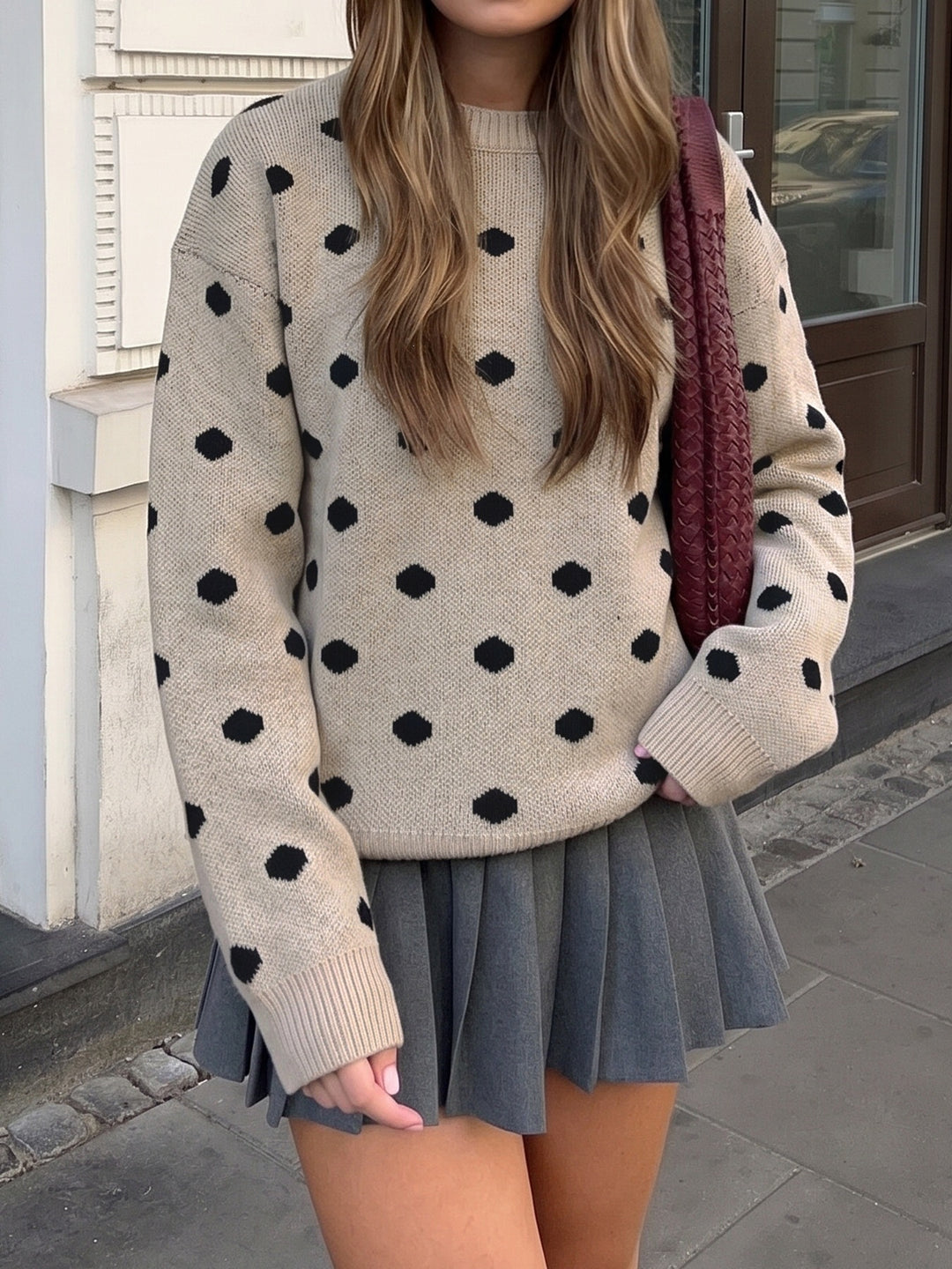 Classic Polka Dot Knit Sweater