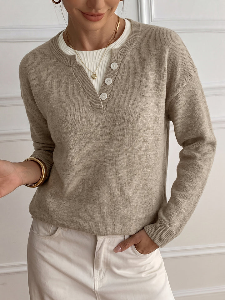 Double Layer Button Detail Sweater