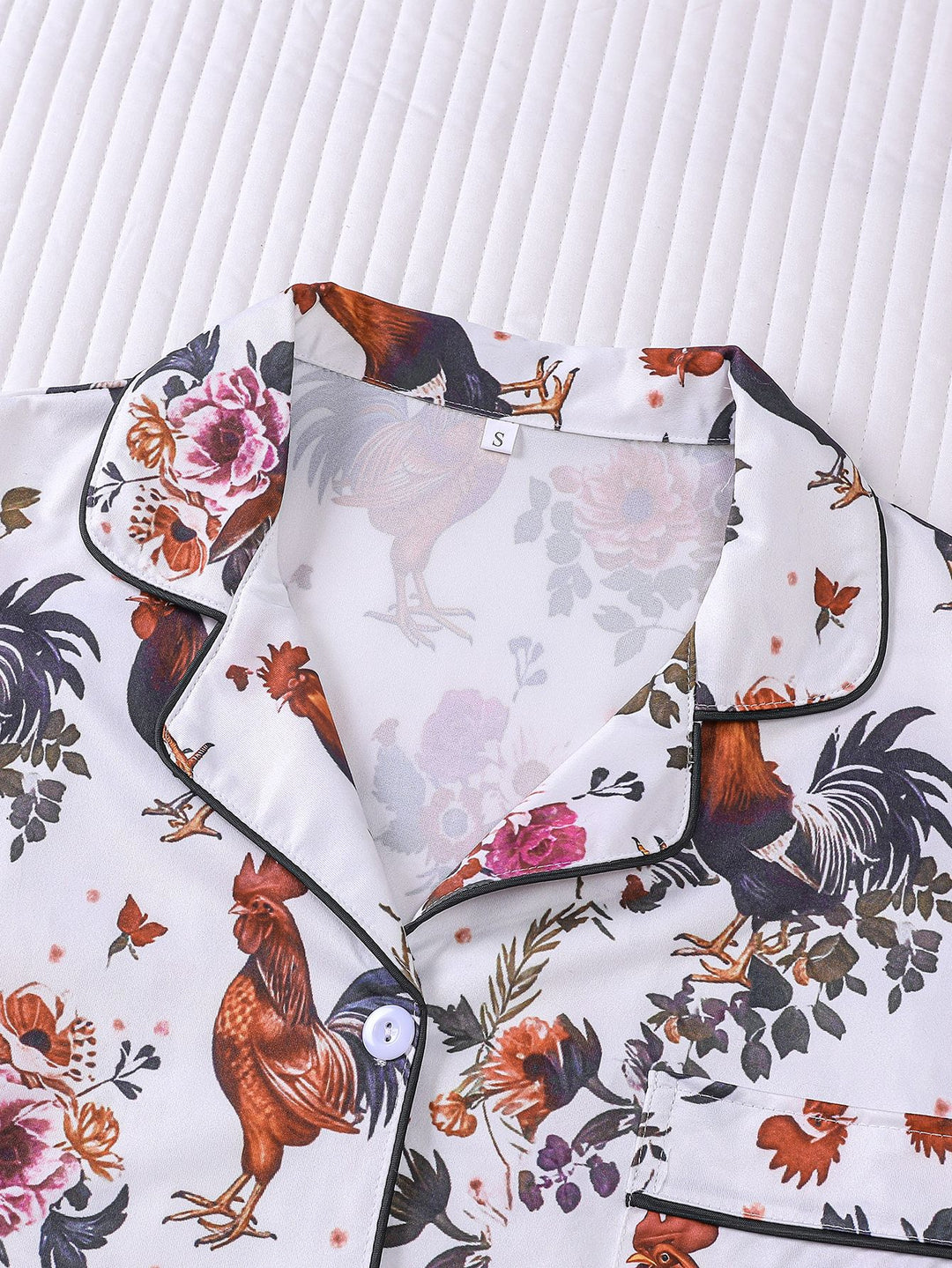 Vintage Rooster Print Pajama Set
