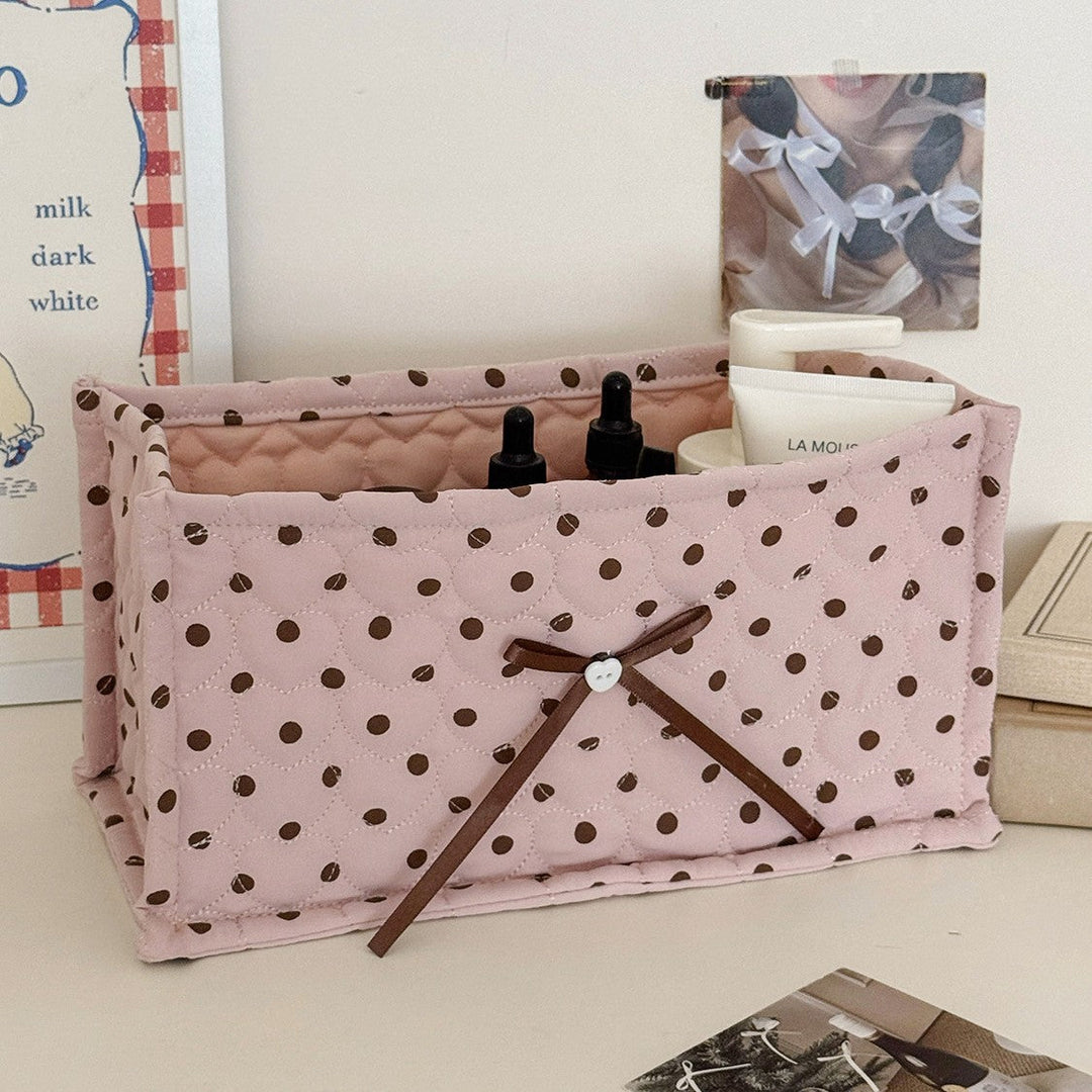 Ribbon Detail Polka Dot Storage Basket