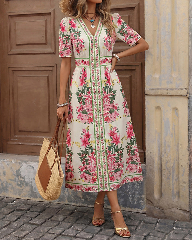 Blush Garden Floral Midi Dress