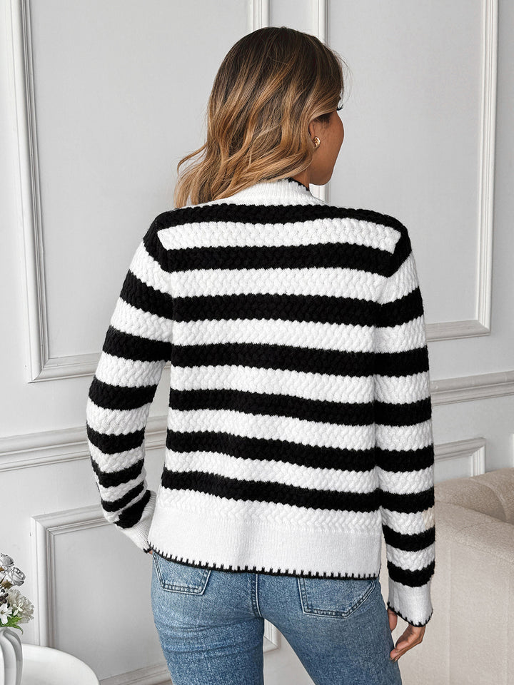 Cozy Striped Button Up Cardigan