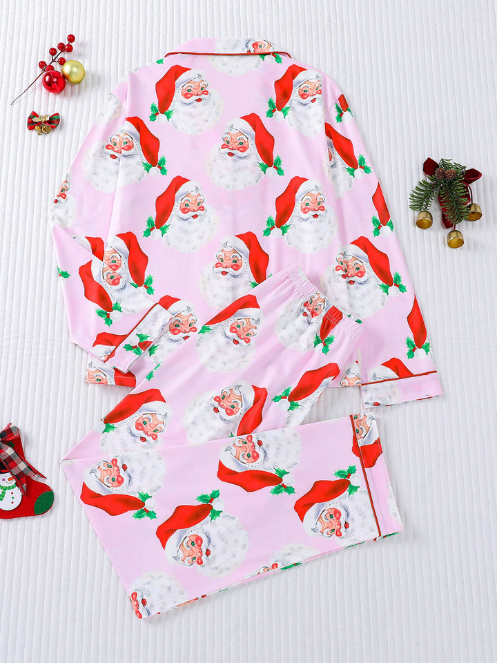Vintage Santa Holiday Long Sleeve Pajama Set