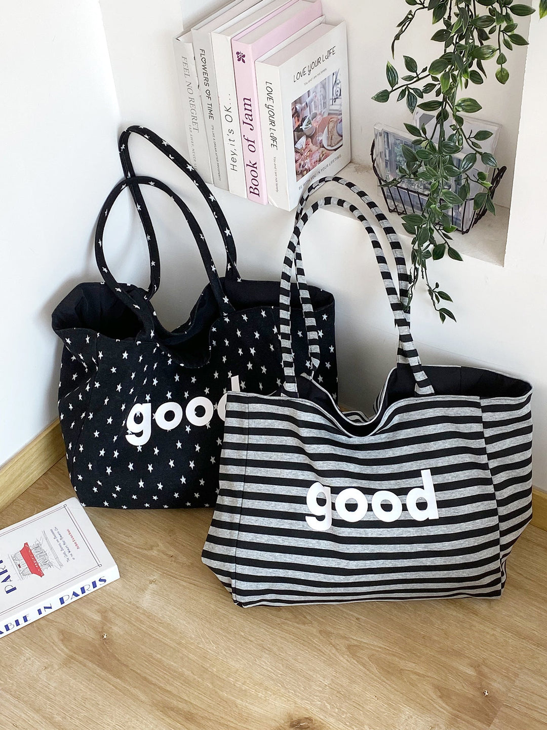 “Good” Graphic Shoulder Tote Bag