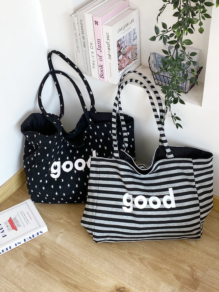 “Good” Graphic Shoulder Tote Bag