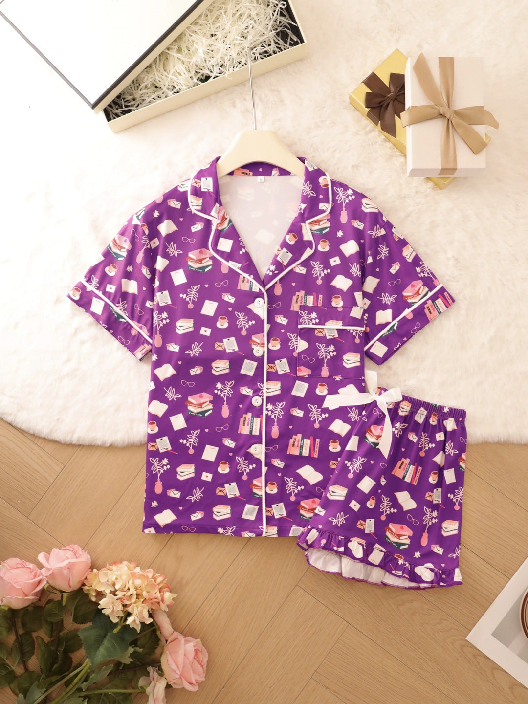 Book Lover Patterned Pajama Set