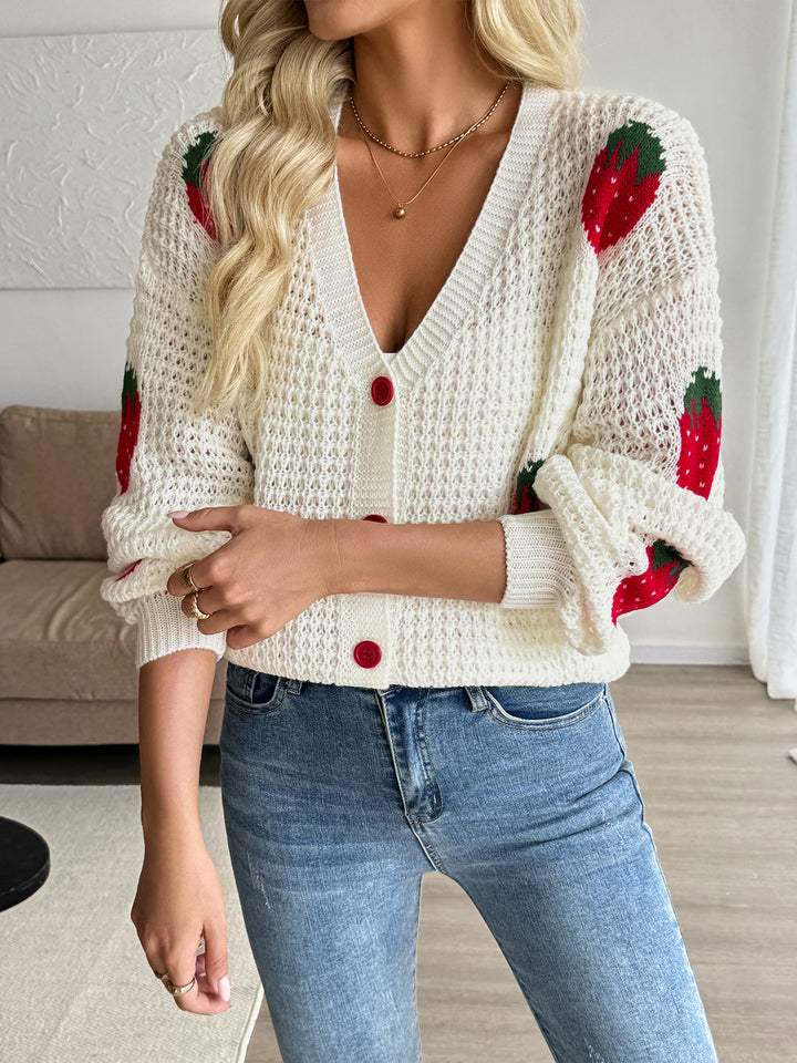 Strawberry Open Knit Cardigan